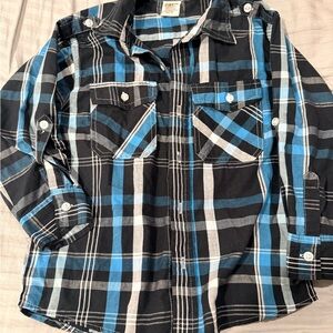 Blue and Black Plaid Kids Shirt
